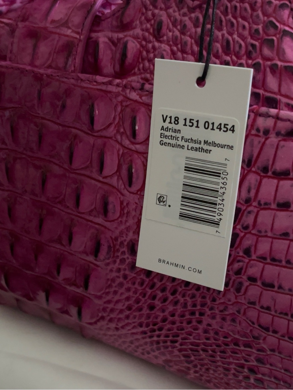 Brahmin Adrian Satchel Electric Fuchsia Melbourne Leather NWT - Picture 6 of 7